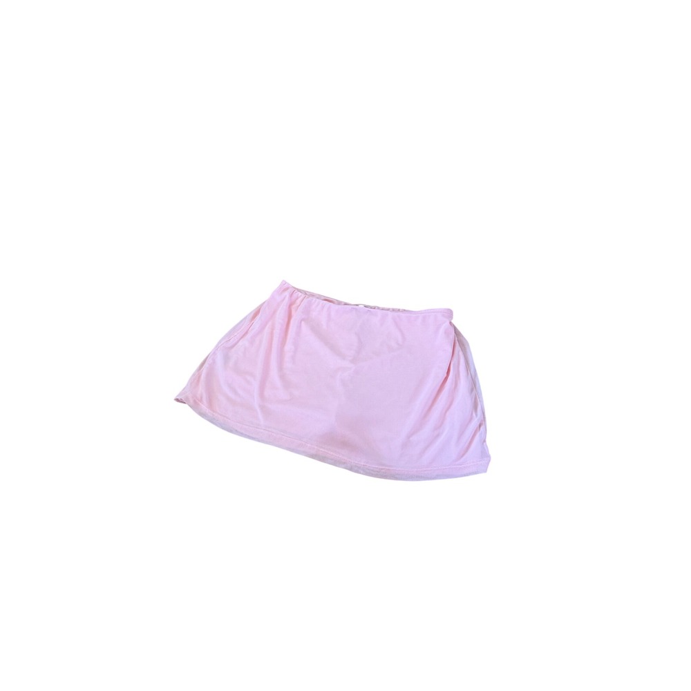 Y2K 2000s style Derek Heart Pink Mesh Rhinestone Floral Mini Skirt with shorts - Picture 7 of 8